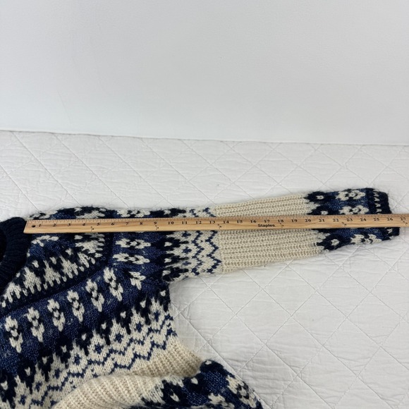 Scotch Soda Fair Isle Knit Crewneck Sweater Blue Cream Wool Blend Size S - Picture 8 of 16